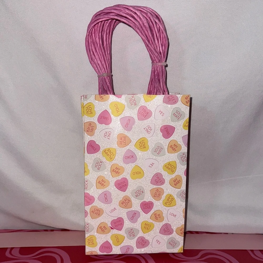 Conversation Hearts set of 13 Sparkly Gift bags Valentines Day